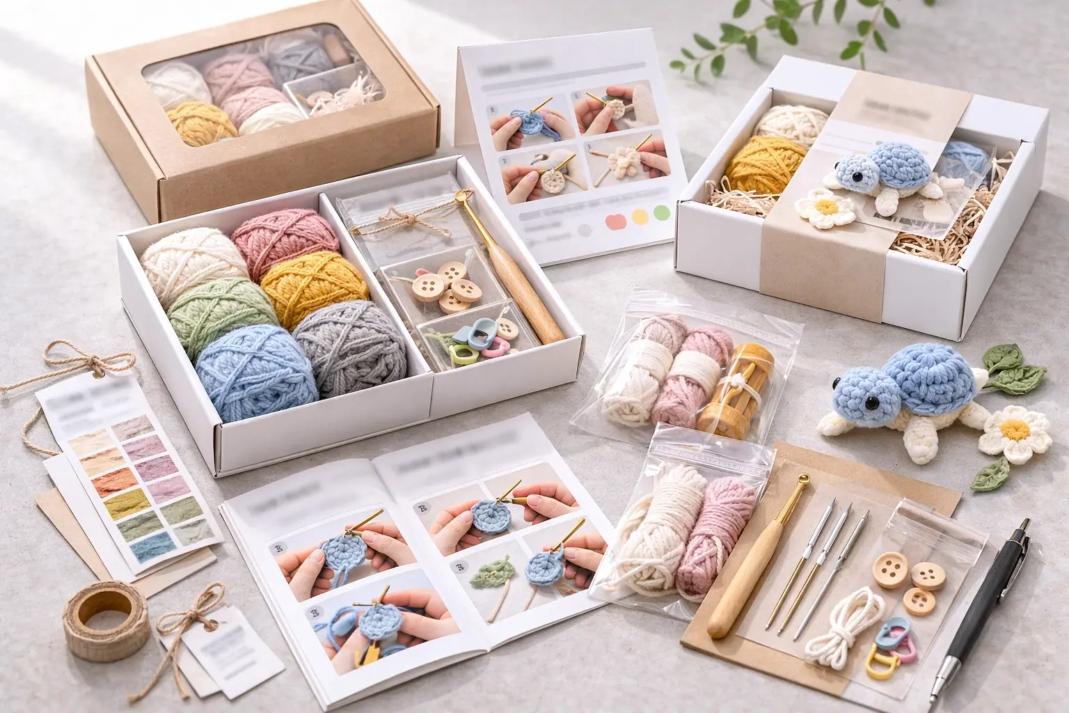 private label crochet kit packaging structure for retail ready shelf display