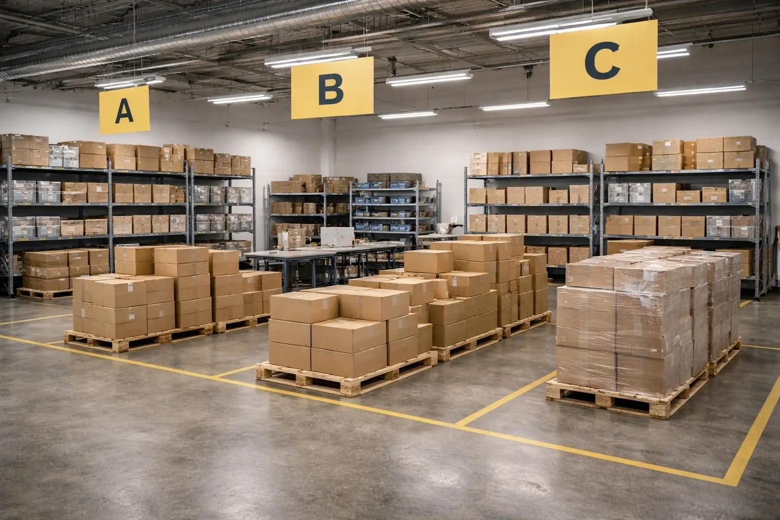 Logistics staging and structured warehouse zones