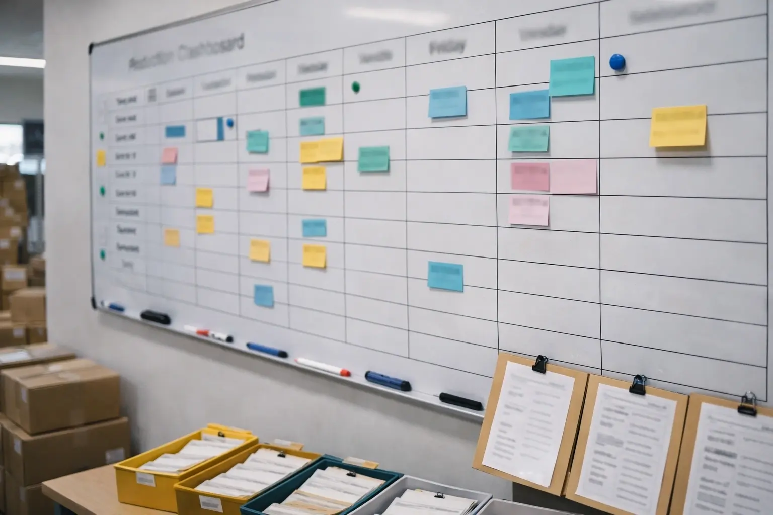 Production dashboard and planning board for scalable output