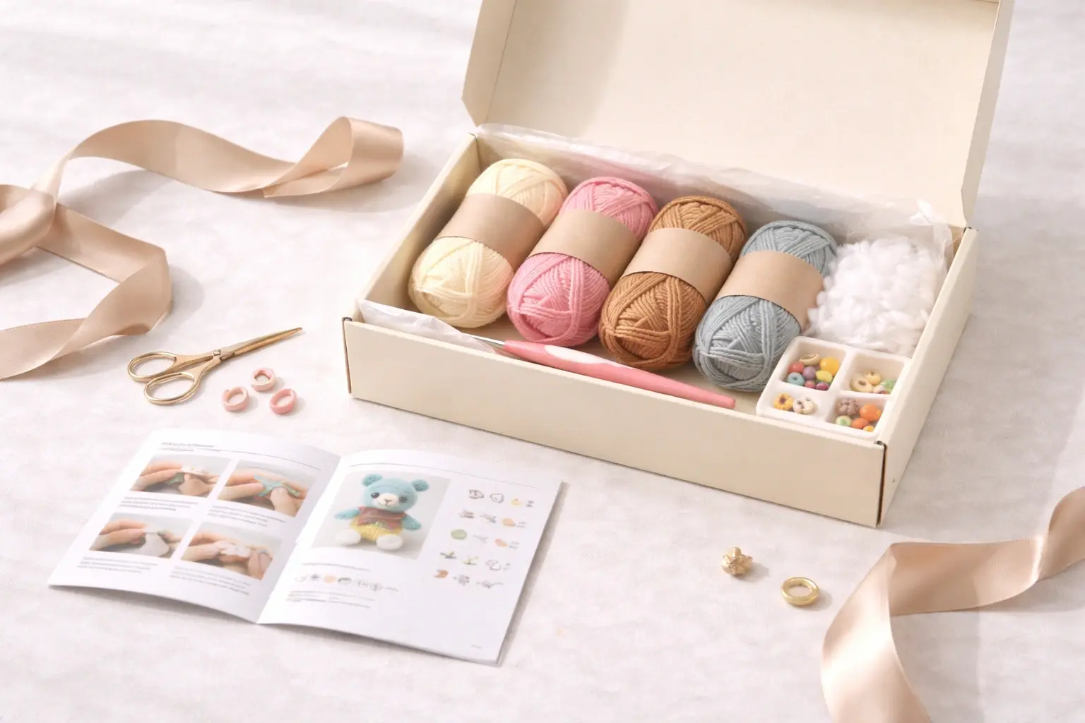 Gift and retail set crochet kit category with premium packaging