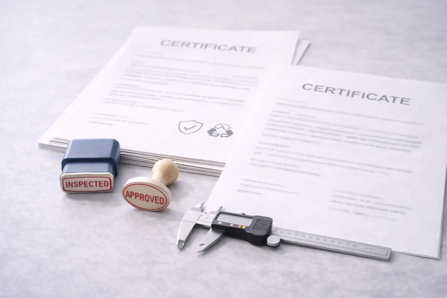 EU compliance documentation flatlay