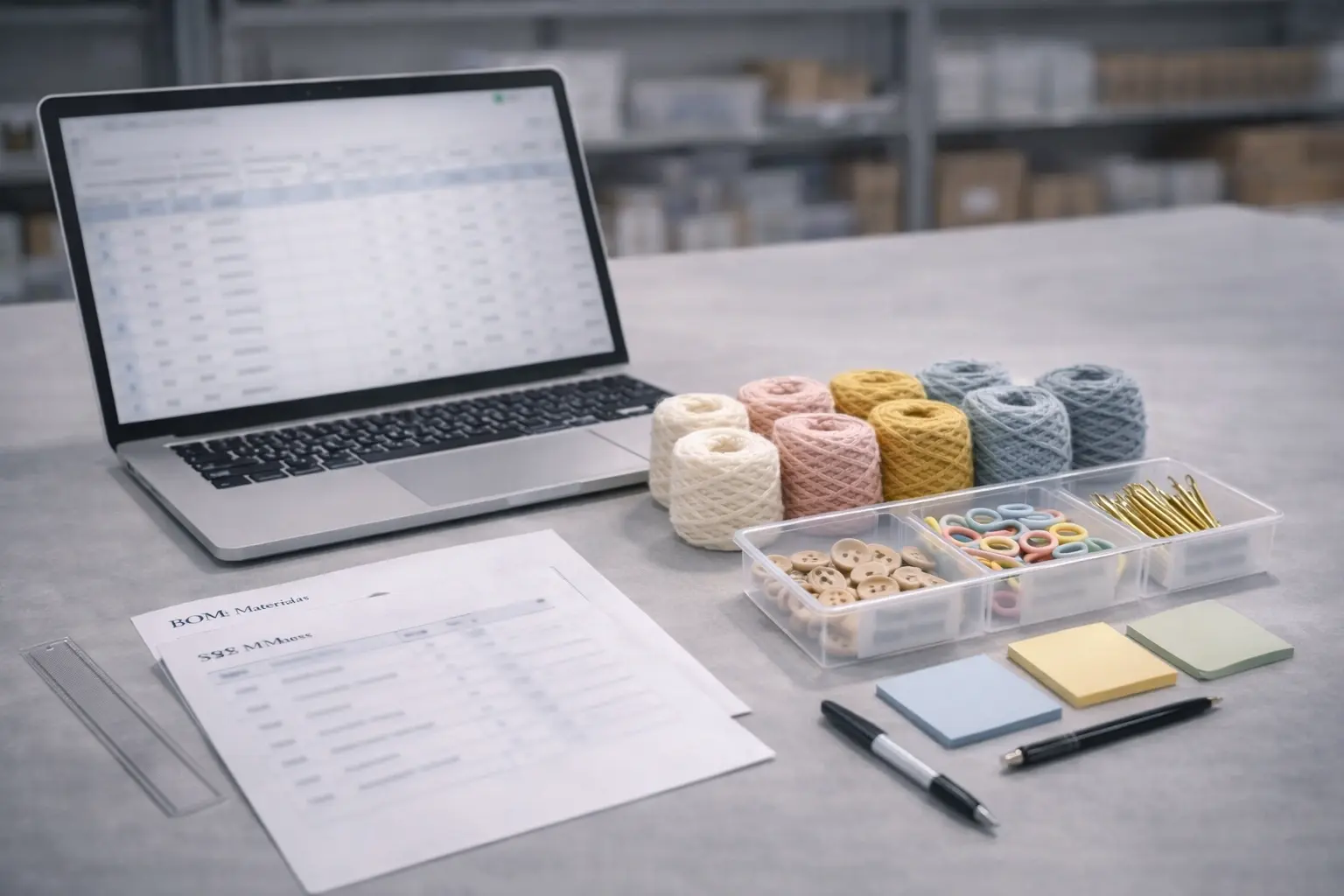 Planning desk used for component standardization, SKU mapping, and rollout design