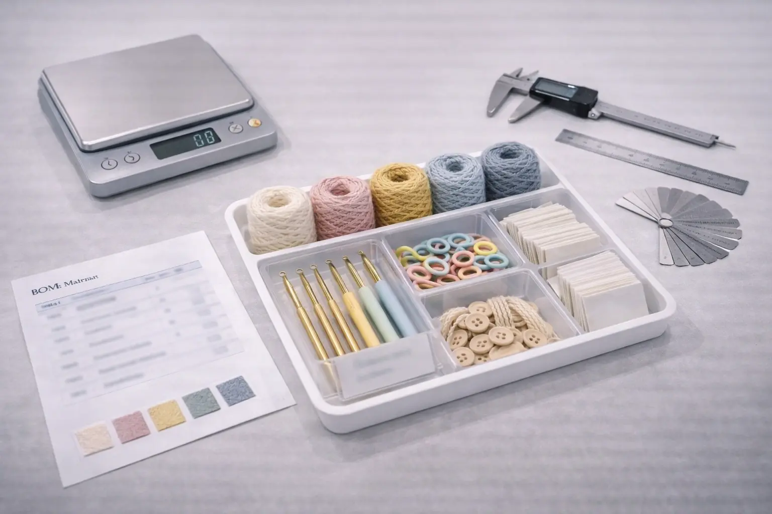 Quality control and process verification for standardized crochet kit production