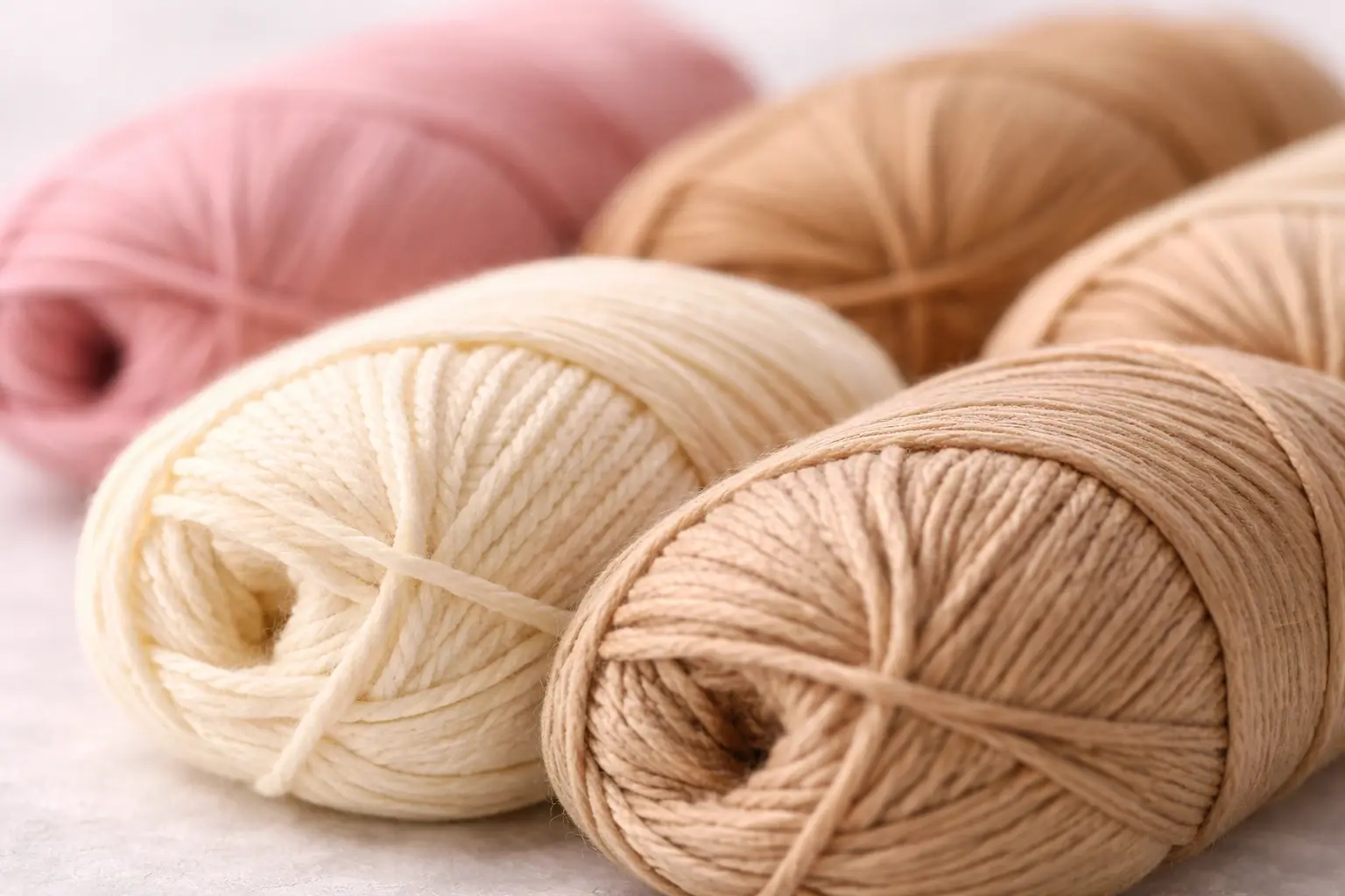 Cotton yarn detail used in beginner crochet kit development