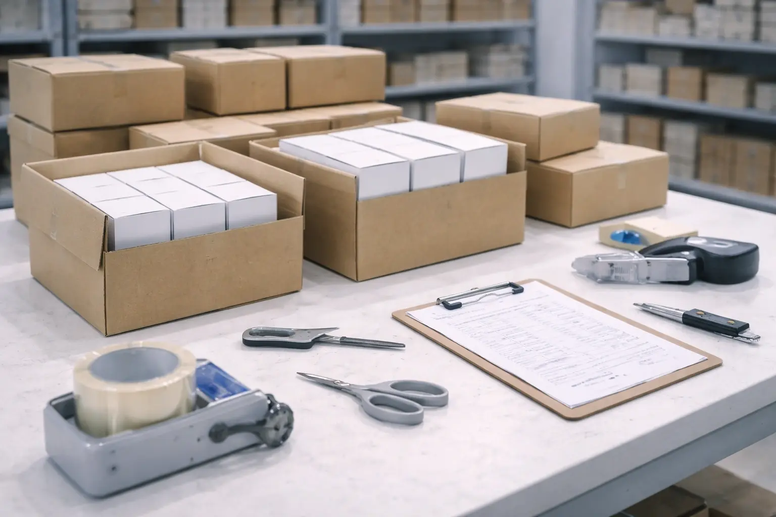 Shipment inspection of cartons and packed crochet kits before release