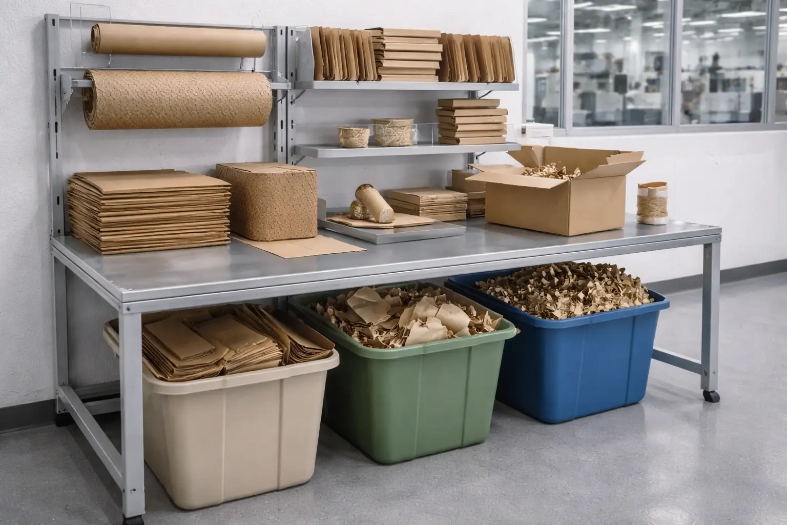 Recyclable packaging materials and organized sustainable packing setup