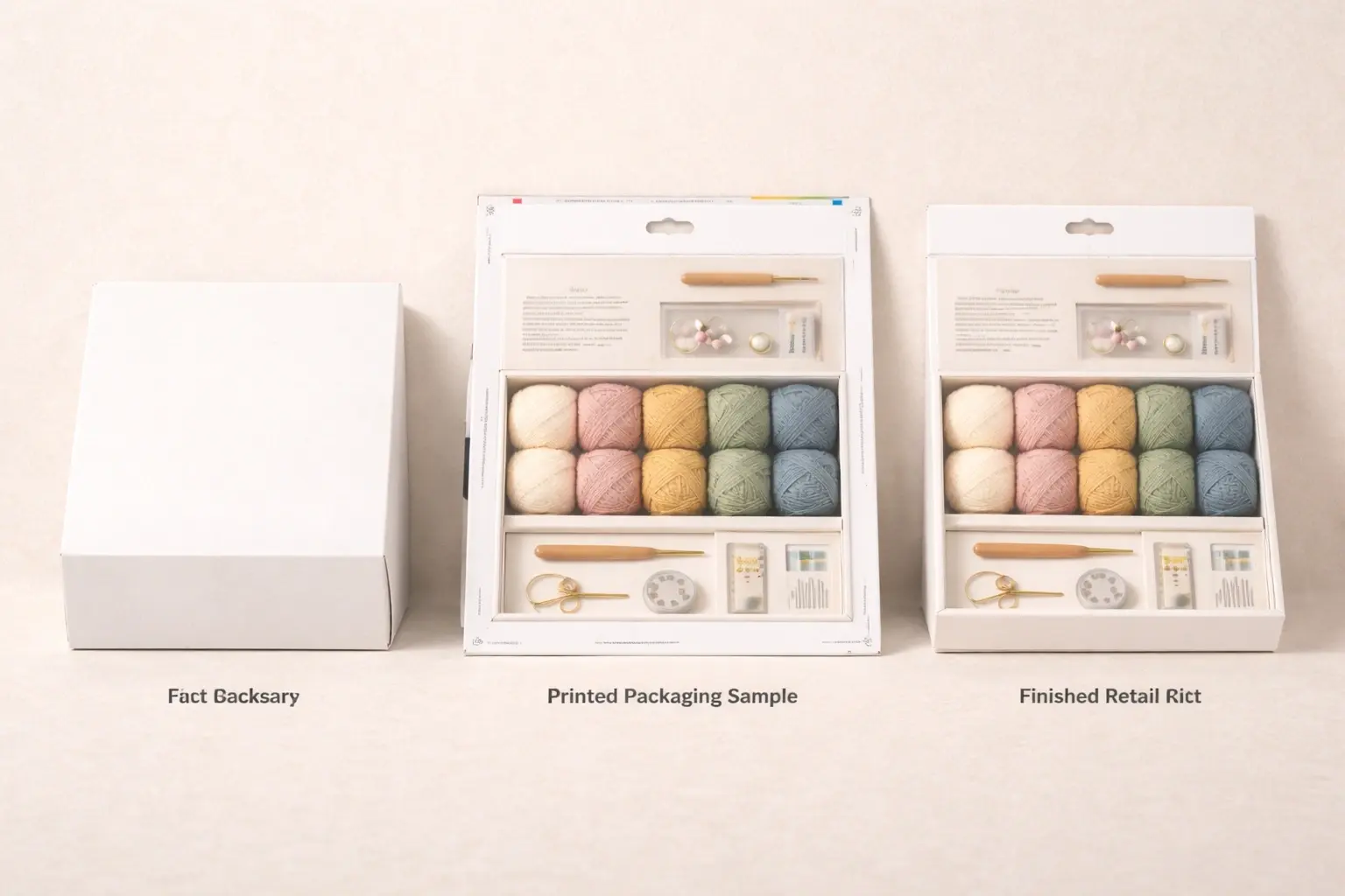 Retail crochet kit packaging development from dieline to final shelf presentation