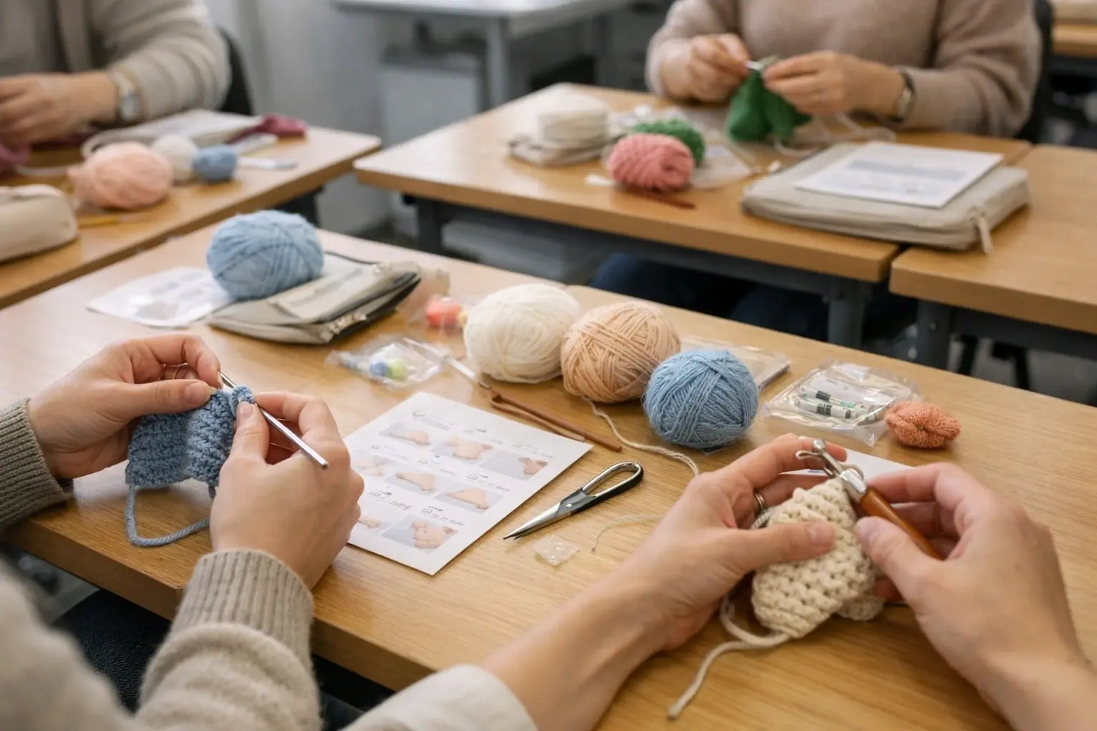 Educational crochet kits used in classroom and school workshop settings