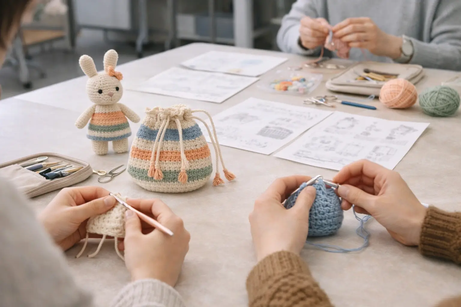 University crochet workshop and maker education setting