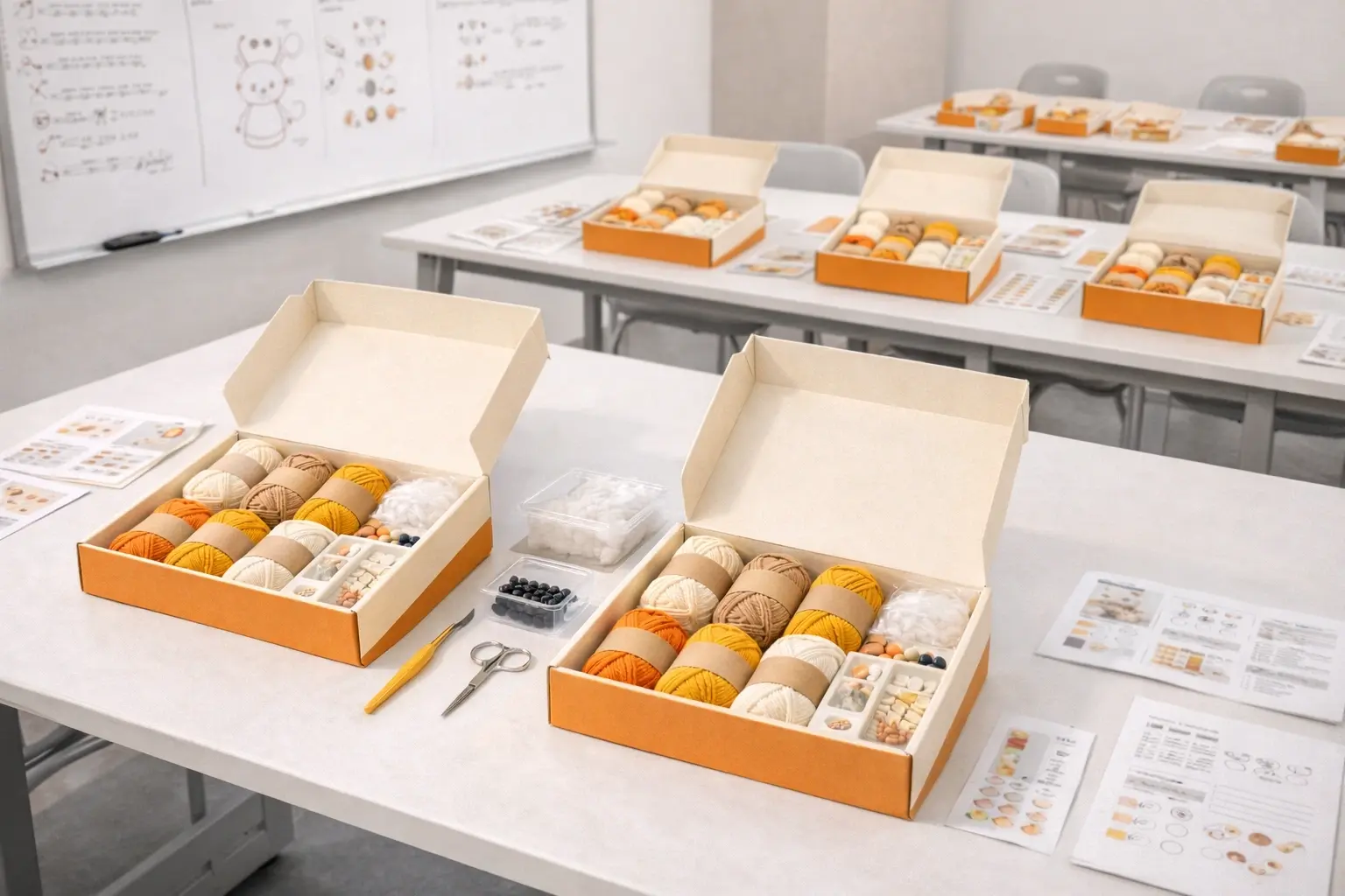 Educational crochet kit workshop environment