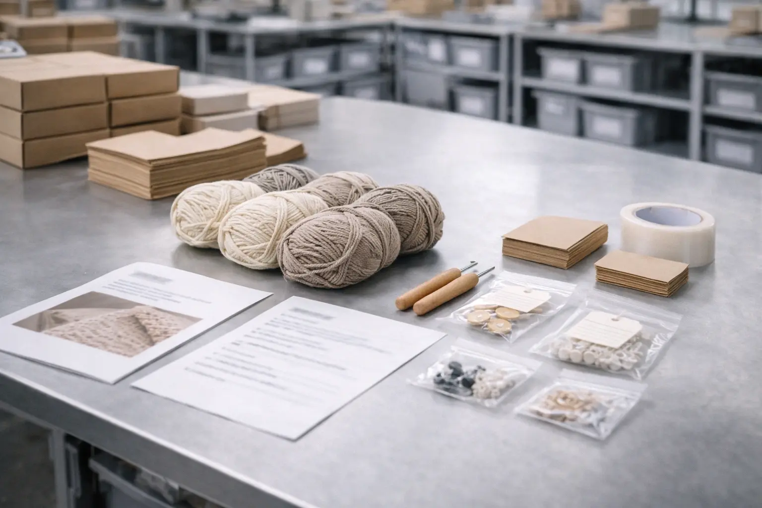 Crochet kit manufacturing insights and production workspace