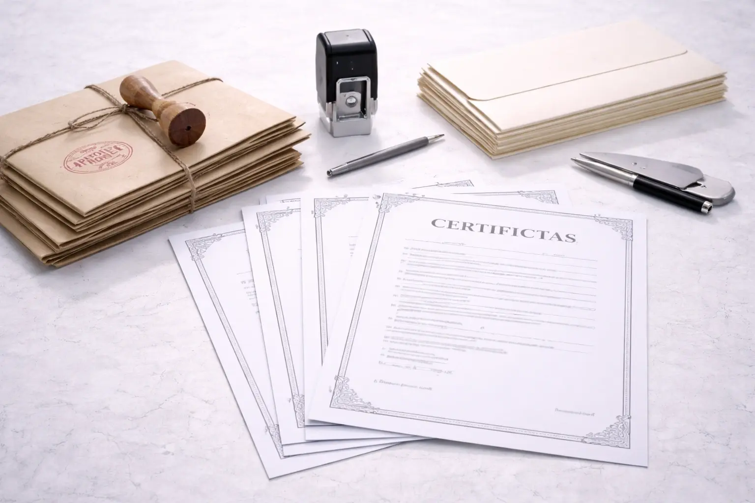 Certification documents and testing paperwork for compliance support