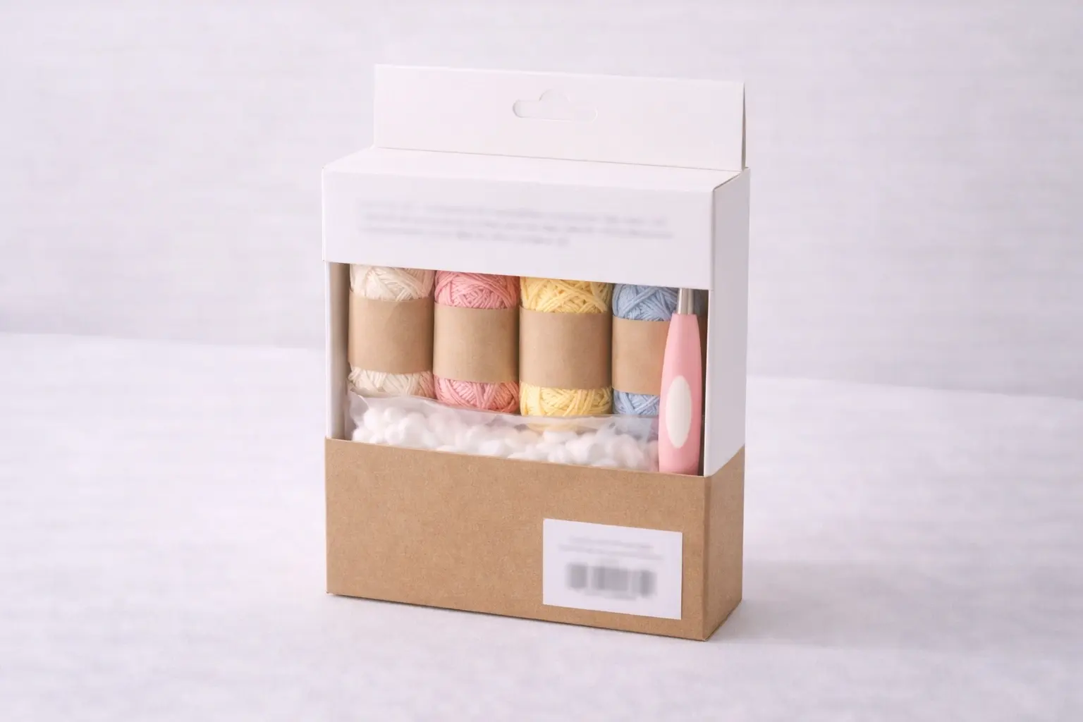 Retail-ready packaging mockup for licensed crochet kit programs