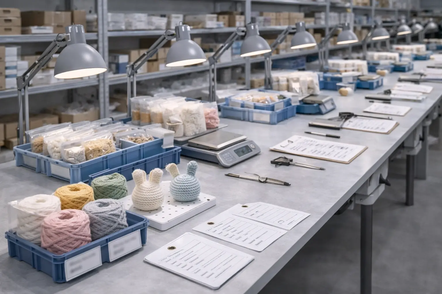 Distributed production network for crochet kit manufacturing