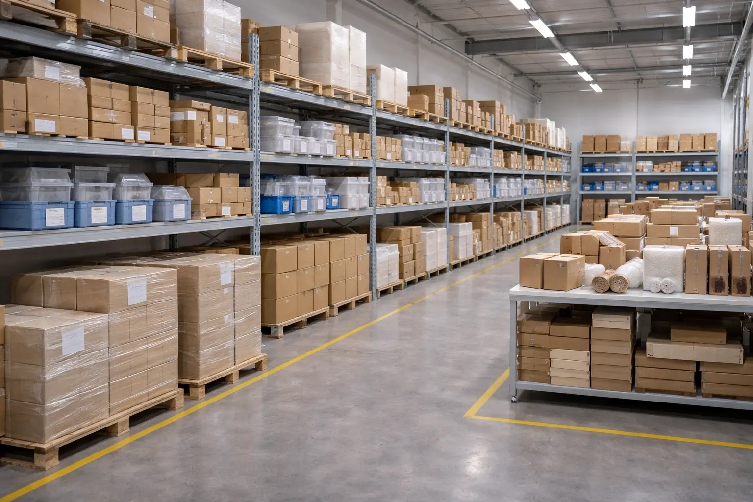 Organized warehouse staging and scalable fulfillment area
