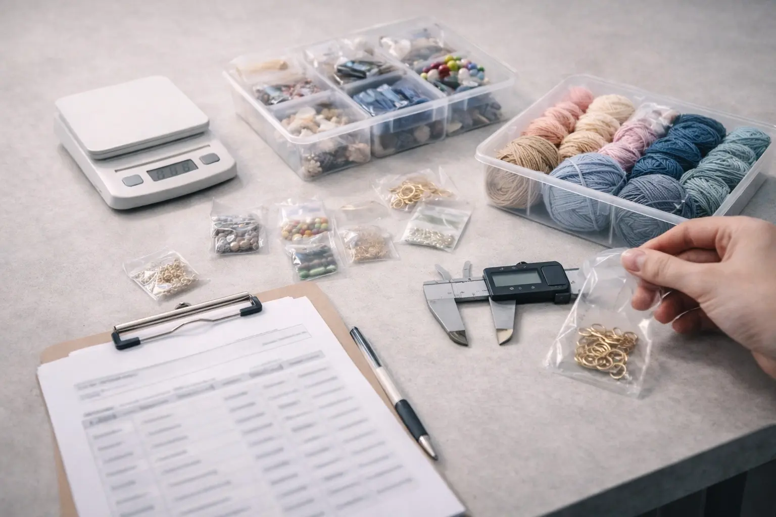 quality gate inspection station for multi workshop crochet kit production