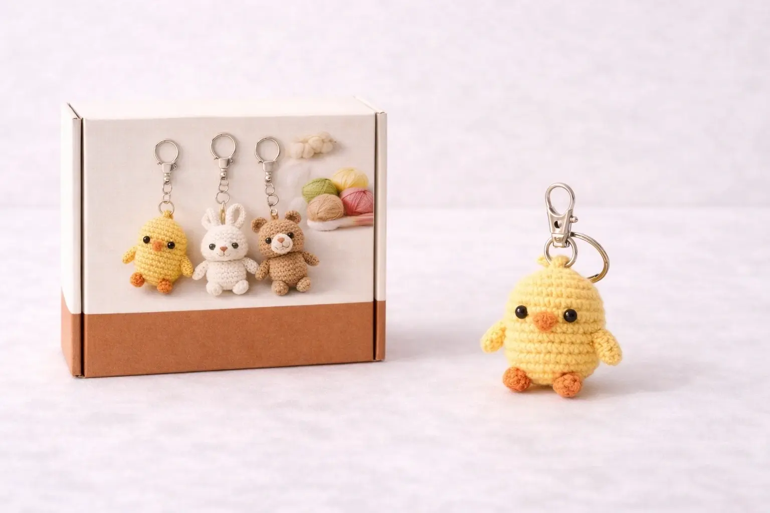 Beginner crochet keychain kit SKU for promotional and bundle-ready use